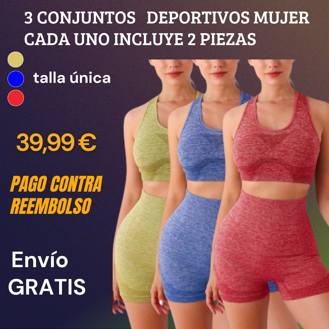 3 conjuntos deportivos mujer cada uno incluye 2 piezas